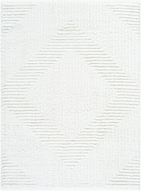 Livabliss Nomadic Turkish Machine Woven Plush Polyester Area Rug for Living Room Bedroom Floors Cream, White 7'10" x 10' NMC2327-71010