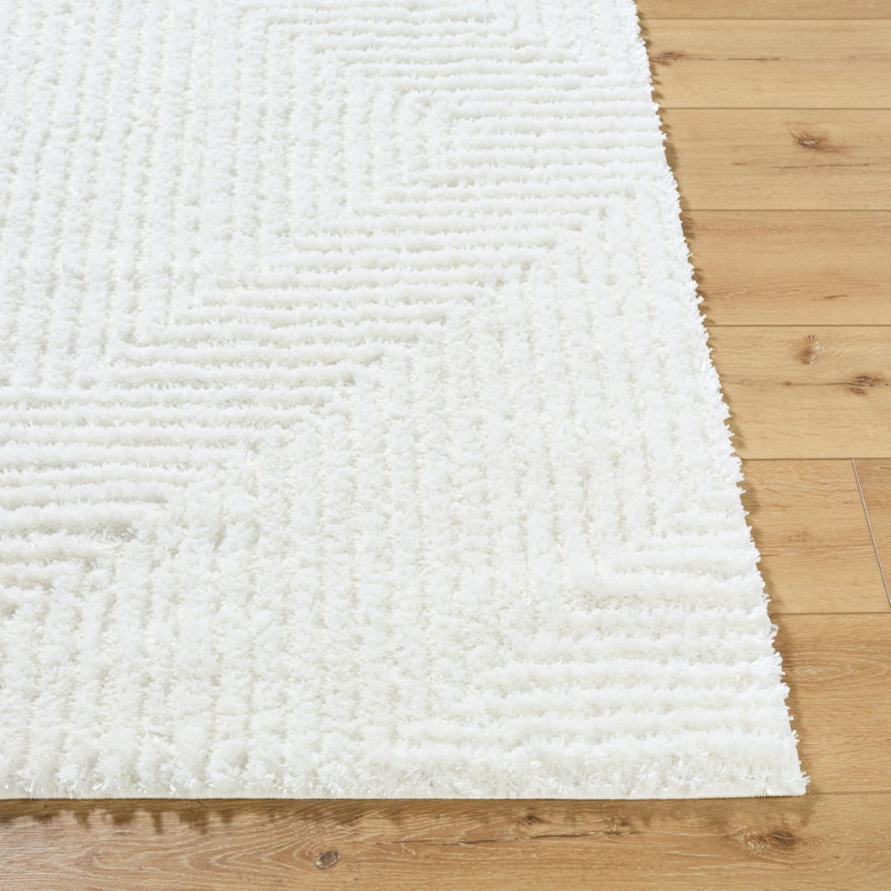 Livabliss Nomadic Turkish Machine Woven Plush Polyester Area Rug for Living Room Bedroom Floors Cream, White 7'10" x 10' NMC2327-71010