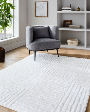Livabliss Nomadic Plush Polyester Area Rug Machine Woven in Turkey for Living Rooms and Bedrooms Cream, White 7'10" x 10' NMC2328-71010