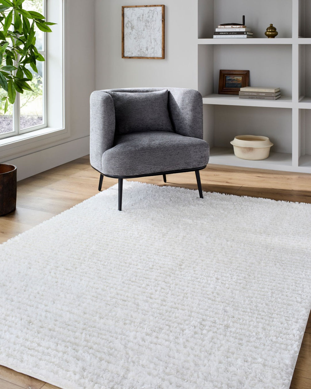 Livabliss Nomadic Plush Polyester Area Rug Turkish Woven Global Pattern for Living Bedroom Light Slate, Cr 5'3" x 7' NMC2329-537