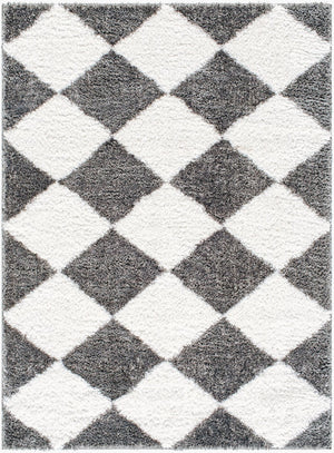 Livabliss Nomadic Machine Woven Polyester Area Rug Plush Pile for Living Room or Bedroom Cream, Charcoal 5'3" x 7' NMC2332-537
