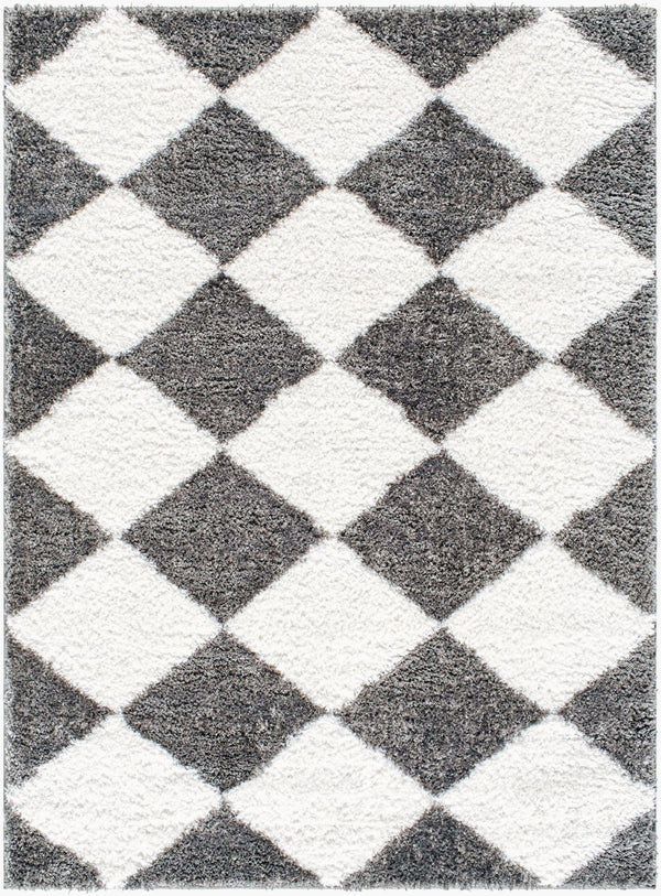Livabliss Nomadic Machine Woven Polyester Area Rug Plush Pile for Living Room or Bedroom Cream, Charcoal 5'3" x 7' NMC2332-537