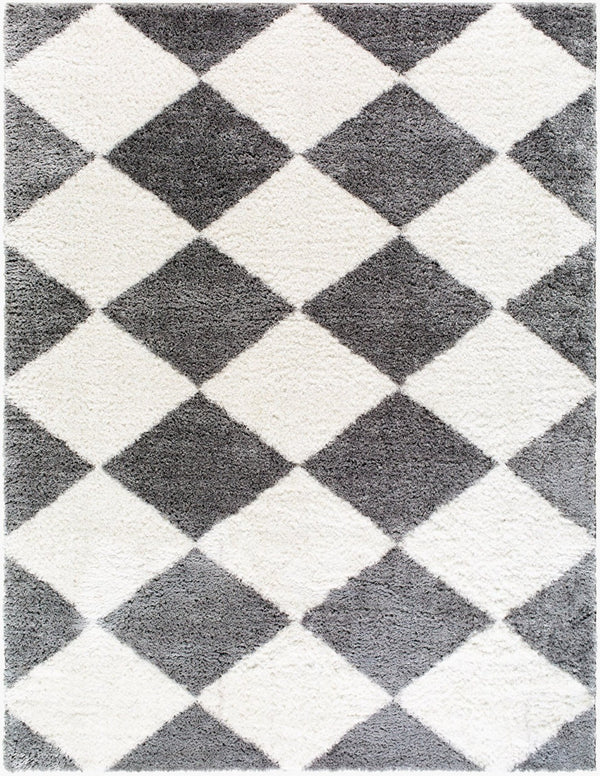 Livabliss Nomadic Machine Woven Polyester Area Rug Plush Pile for Living Room or Bedroom Cream, Charcoal 7'10" x 10' NMC2332-71010