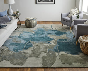 Feizy Rugs Anya Modern Watercolor-inspired Hand-tufted Wool And Viscose Rug For Contemporary Spaces Blue,Gray,Ivory Wool,Viscose Any8885fblugrne10