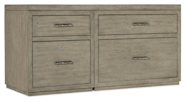 Hooker Furniture Linville 60" Credenza In Mink Finish With Locking File Drawers, Lateral & Vertical Storage, Finished Back 6150-10950-85