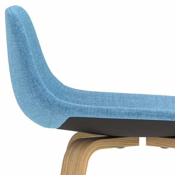 English Elm Randolph Mid-Century Modern Bentwood Counter/Bar Stool Set Of 2 With Upholstered Seats In Blue B136P159453-GIGA