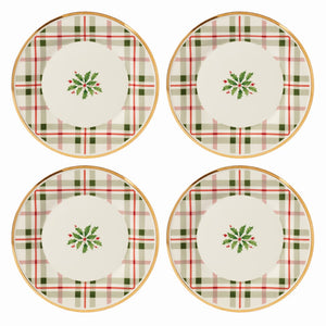 Lenox Holiday Plaid Accent Plates, Set of 4 Red & Green, IVORY PORCELAIN 894964