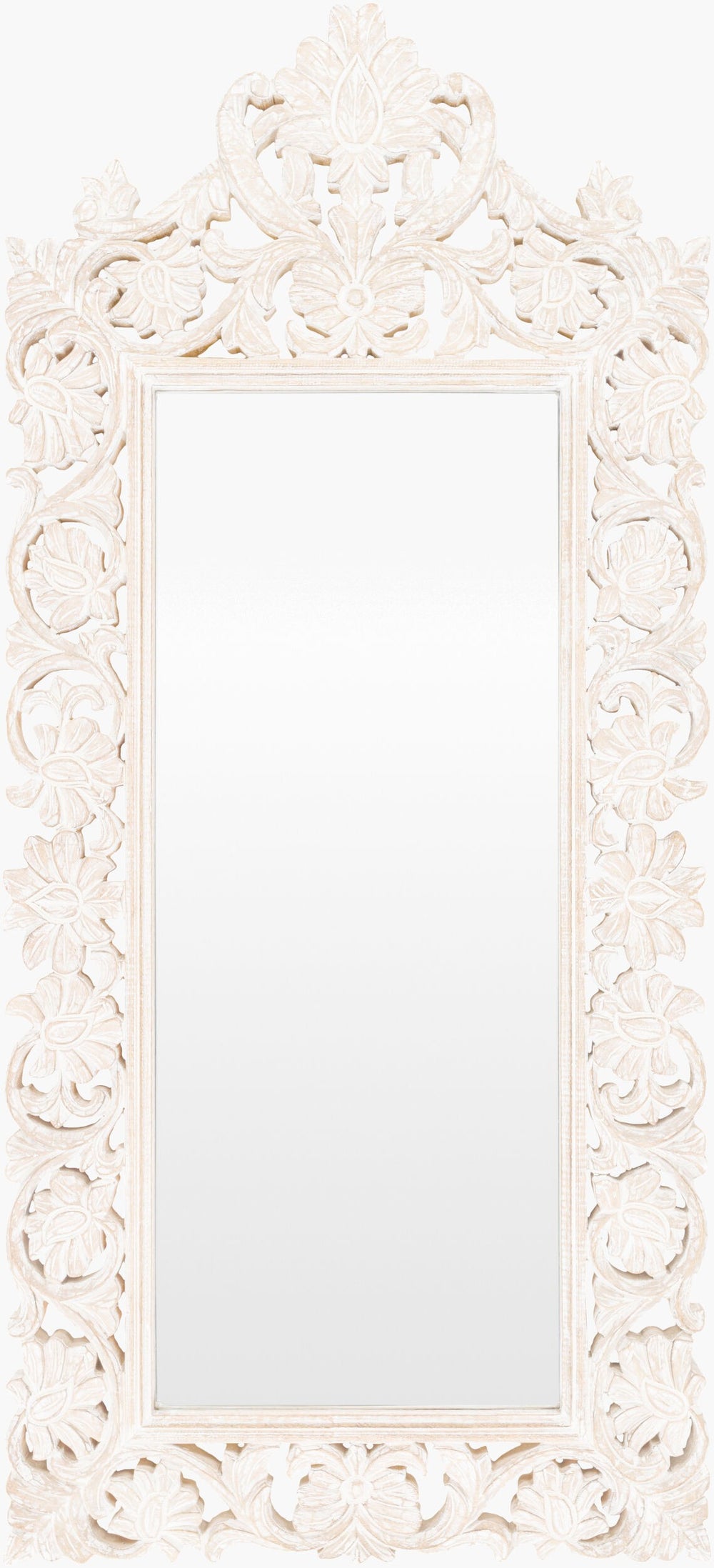 Surya Naomi 53"H X 24"W Accent Mirror - Versatile Traditional Wood Design To Brighten Your Home Decor Frame, White Mango Wood Nmi002-5324