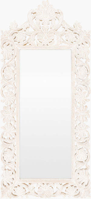 Surya Naomi 53"H X 24"W Accent Mirror - Versatile Traditional Wood Design To Brighten Your Home Decor Frame, White Mango Wood Nmi002-5324