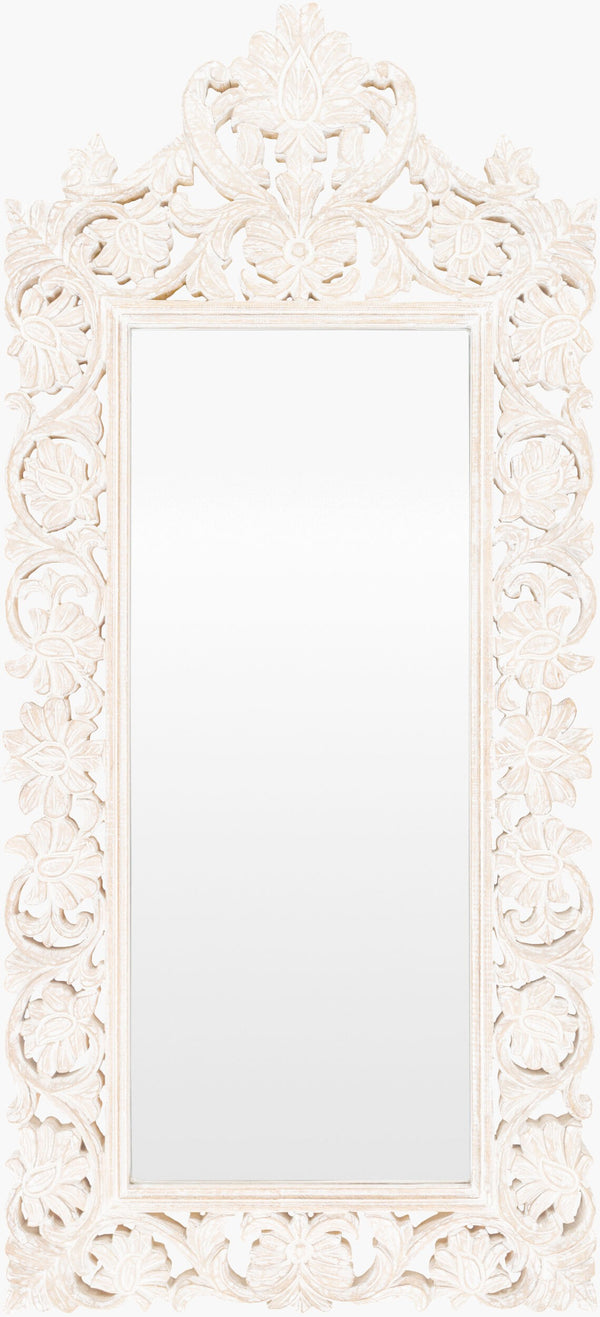 Surya Naomi 53"H X 24"W Accent Mirror - Versatile Traditional Wood Design To Brighten Your Home Decor Frame, White Mango Wood Nmi002-5324
