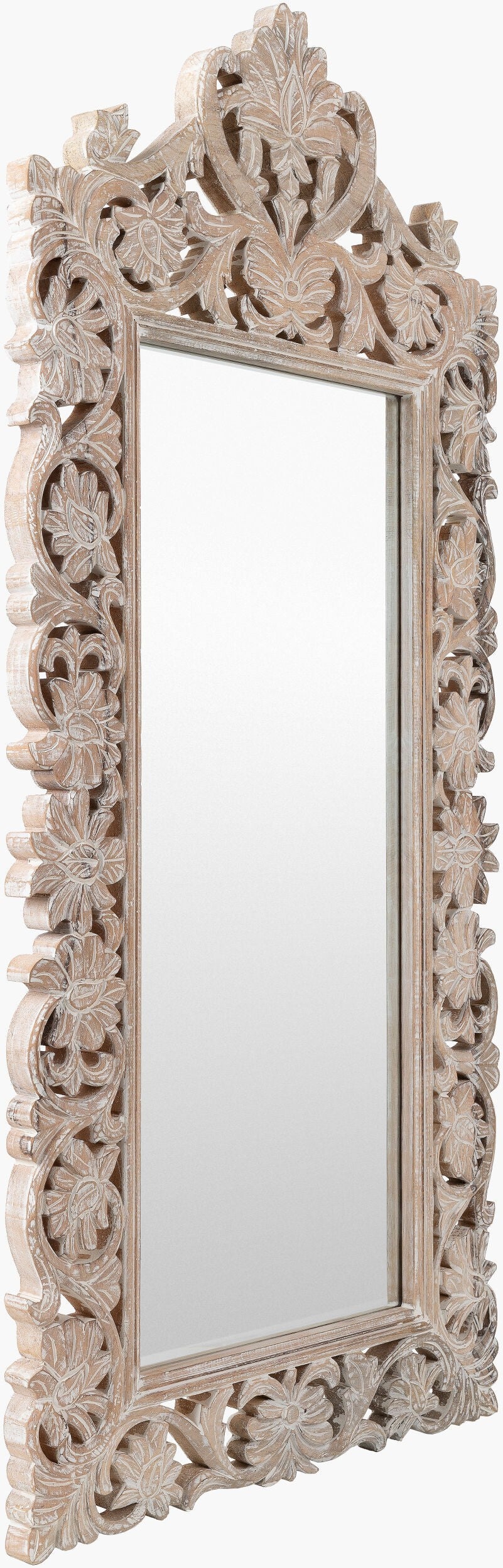 Surya Naomi 53"H X 24"W Accent Mirror - Versatile Traditional Wood Design To Brighten Your Home Decor Frame, White Mango Wood Nmi002-5324
