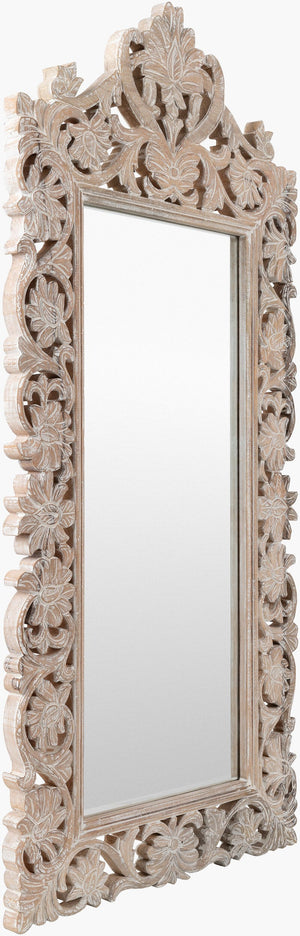 Surya Naomi 53"H X 24"W Accent Mirror - Versatile Traditional Wood Design To Brighten Your Home Decor Frame, White Mango Wood Nmi002-5324