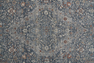 Feizy Rugs Marquette Medallion Rug – Elegant Power-loomed Design, Stain-resistant, Easy Care For High Traffic Areas Gray,Blue,Red Polyester,Acrylic Mrq3778fblu000c06