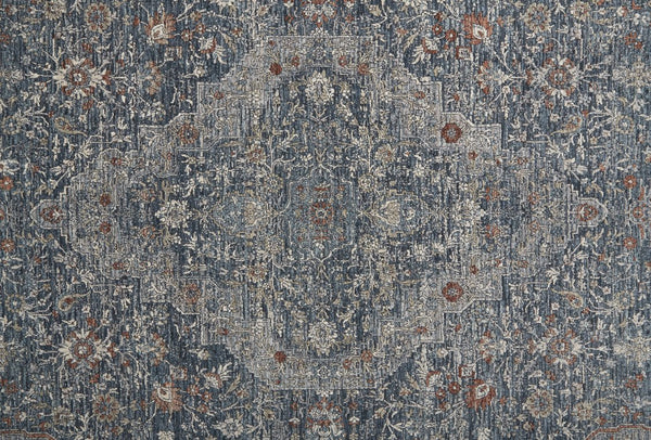Feizy Rugs Marquette Medallion Rug – Elegant Power-loomed Design, Stain-resistant, Easy Care For High Traffic Areas Gray,Blue,Red Polyester,Acrylic Mrq3778fblu000c06