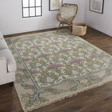 Feizy Rugs Beall Hand-knotted Wool Floral Rug - Elegant Arts And Crafts Style With Modern Color Palette Ivory,Pink,Green Wool Bea6714fgrymltj55