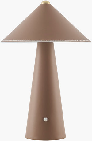 Livabliss Nomelle Cordless Mid-century Table Lamp Felt Metal Leather Portable Accent Light NMLE-010