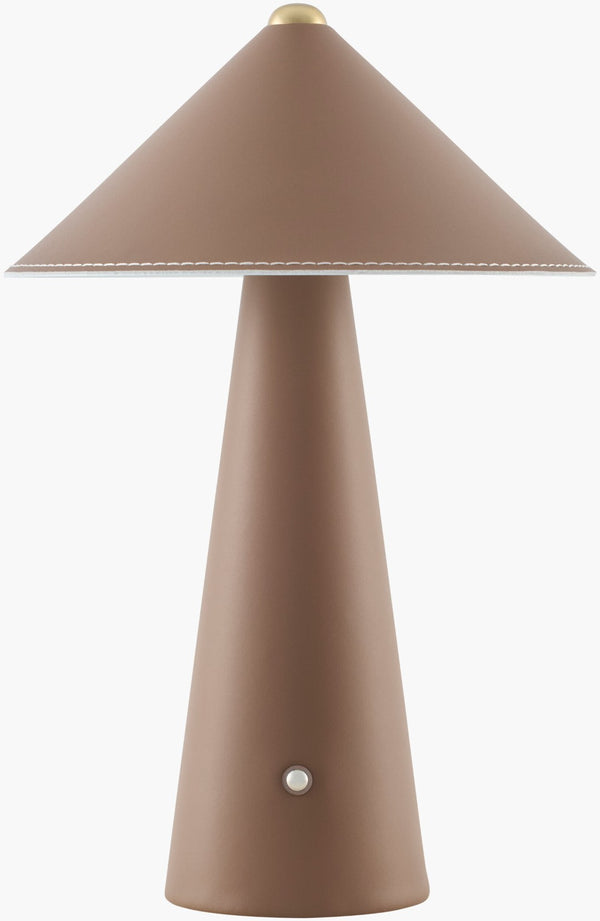 Livabliss Nomelle Cordless Mid-century Table Lamp Felt Metal Leather Portable Accent Light NMLE-010