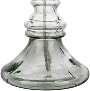 Surya Newman 29" Modern Accent Table Lamp - Handcrafted Linen & Glass Design To Enhance Your Decor Space Body, Light Gray,Shade (Outside), Wheat,Shade (Inside), Ivory,Finial, Metallic ,Nickel,Harp, Metallic ,Nickel,Cord, Translucent Glass,Linen,Cotton,Steel Nmn-001