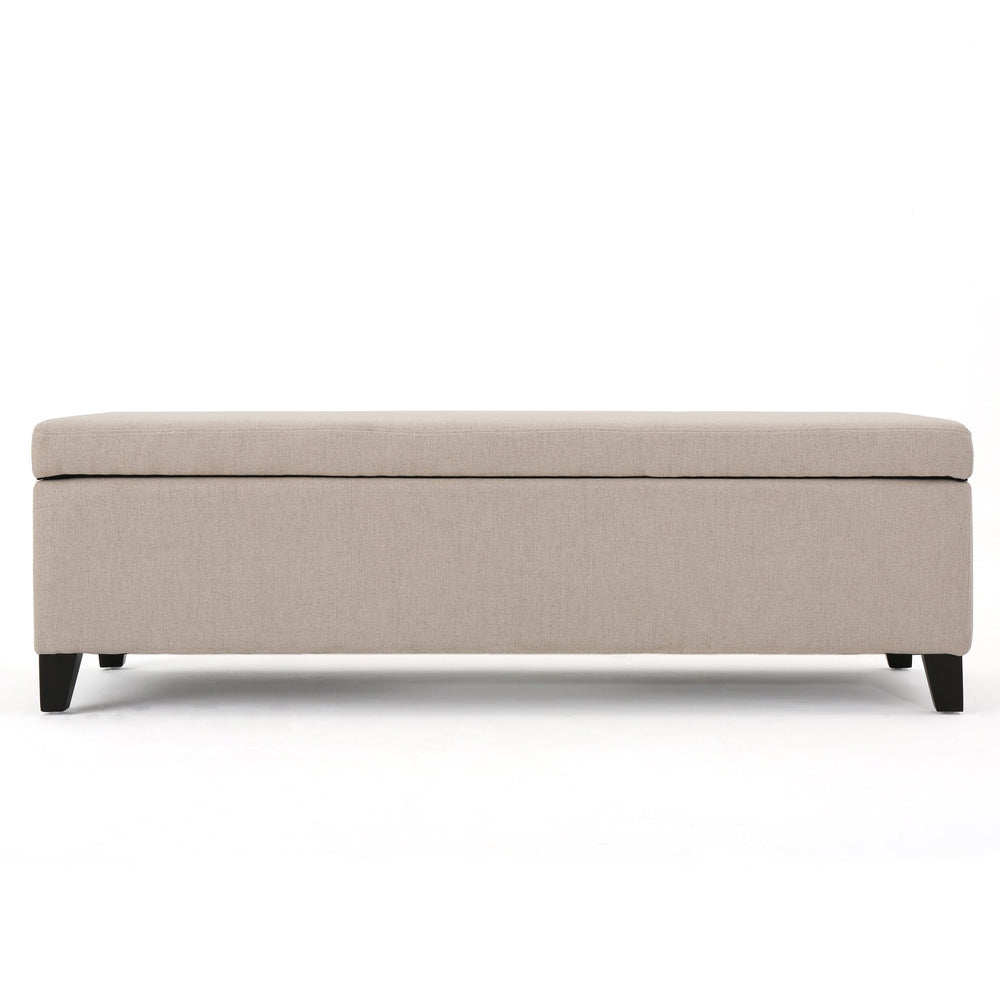 English Elm Hartford Upholstered Storage Ottoman Bench with Birch Legs for Living Room 73766.00FWHEAT