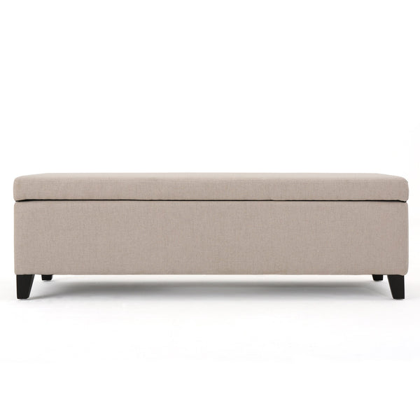 English Elm Hartford Upholstered Storage Ottoman Bench with Birch Legs for Living Room 73766.00FWHEAT