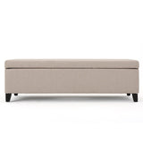 Hearth and Haven Xenon Fabric Upholstered Storage Bench with Birch Wood Legs, Wheat 73766.00FWHEAT