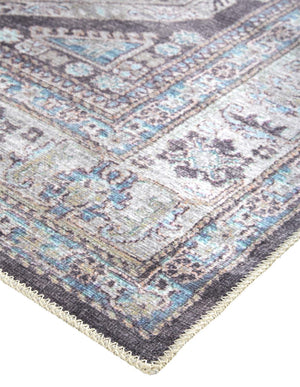 Feizy Rugs Percy Transitional Medallion Rug – Durable Machine Washable Design For Effortless Style And Care Gray,Taupe,Blue Polyester,Cotton,Viscose Prc39agfgry000g22