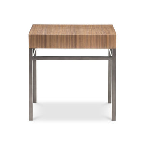 Bernhardt Bernhardt Collins Walnut and Black Oxide Metal Side Table for Modern Living Spaces 573123