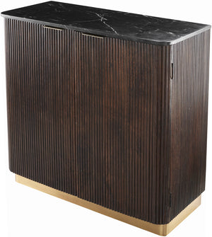 Nems NMS-008 34"H x 34"W x 15"D Cabinet NMS-008  Top: Black; Base: Dark Brown, Gold Surya