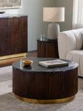 Nems NMS-002 17"H x 36"W x 36"D Coffee Table NMS-002  Top: Black; Base: Dark Brown, Gold Surya