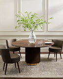 Nems NMS-006 30"H x 60"W x 60"D Dining Table NMS-006  Top: Dark Brown; Base: Dark Brown, Gold Surya