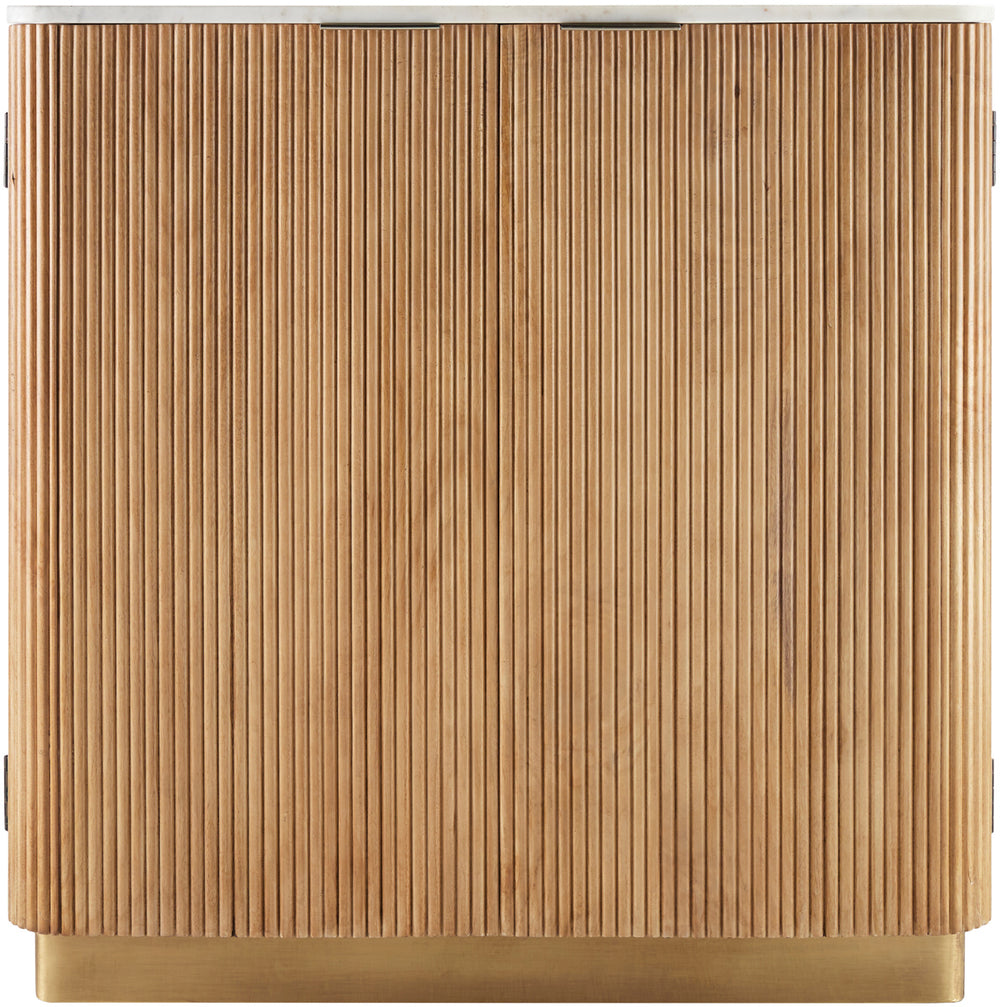 Nems NMS-007 34"H x 34"W x 15"D Cabinet NMS-007  Top: White; Base: Dark Brown, Gold Surya