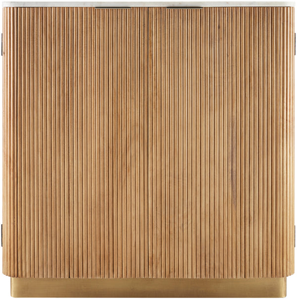 Nems NMS-007 34"H x 34"W x 15"D Cabinet NMS-007  Top: White; Base: Dark Brown, Gold Surya