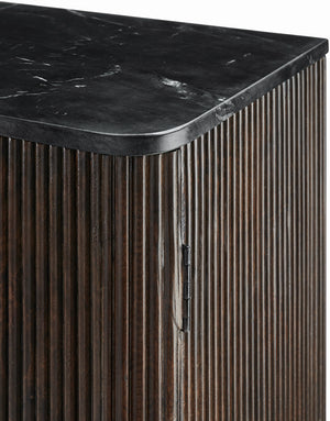 Nems NMS-008 34"H x 34"W x 15"D Cabinet NMS-008  Top: Black; Base: Dark Brown, Gold Surya