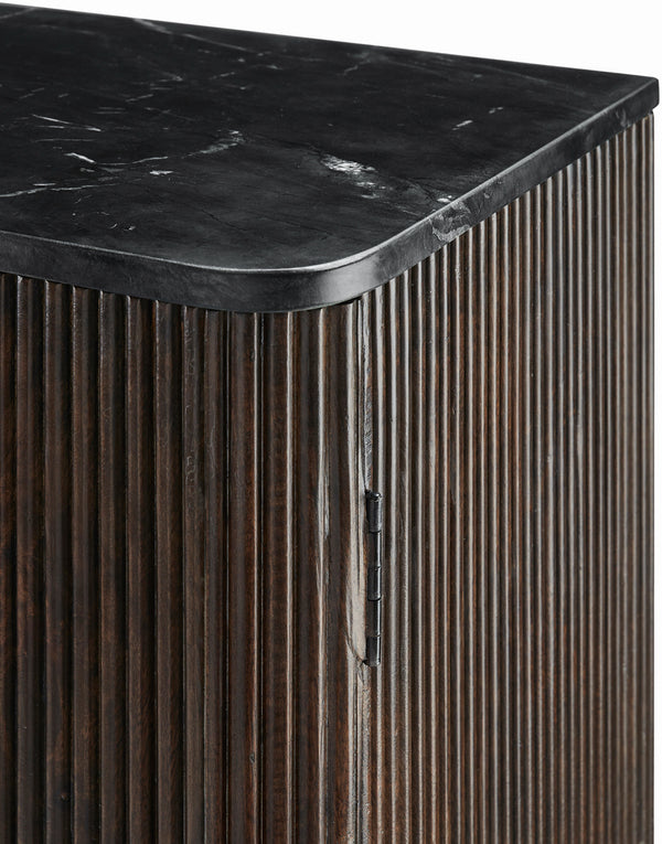 Nems NMS-008 34"H x 34"W x 15"D Cabinet NMS-008  Top: Black; Base: Dark Brown, Gold Surya