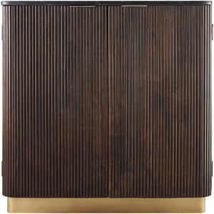 Nems NMS-008 34"H x 34"W x 15"D Cabinet NMS-008  Top: Black; Base: Dark Brown, Gold Surya