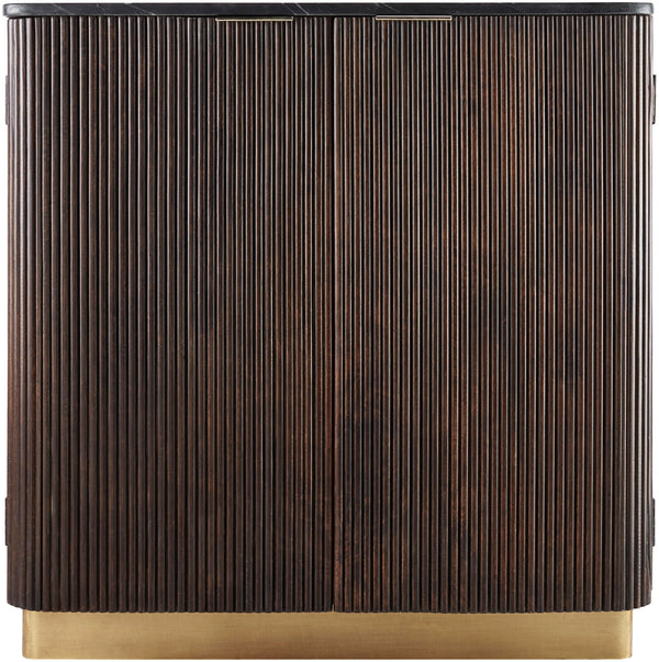 Nems NMS-008 34"H x 34"W x 15"D Cabinet NMS-008  Top: Black; Base: Dark Brown, Gold Surya