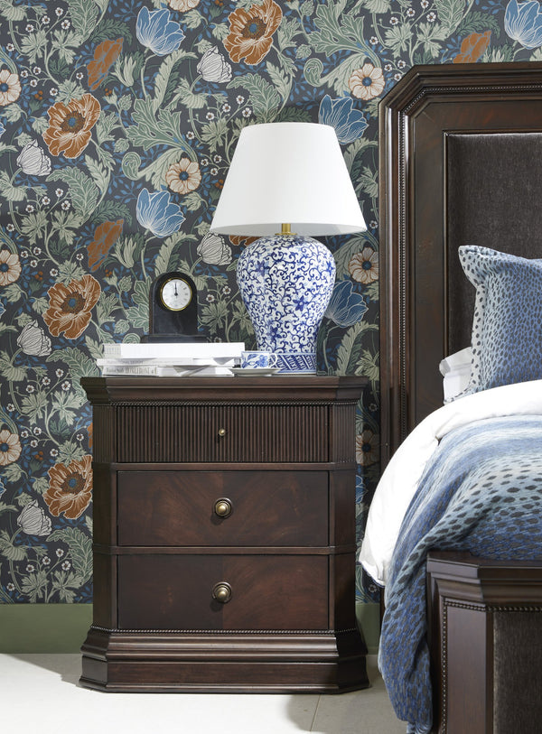 A.R.T. Furniture Revival Traditional Nightstand In Napa Mahogany With Usb-c Chargers And Elegant Three-drawer Storage Brown Rubberwood Solids,Quarter Mahogany Veneer,Resin,Metal 328140-1730