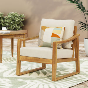 English Elm Christopher Knight Home® - Outdoor Acacia Wood Club Chairs With Beige Water-Resistant Cushions For Timeless Patio Elegance 69678.00BGE-2