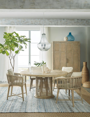 Hooker Furniture Surfrider Round Rattan Dining Table With Driftwood Finish, Hand-Tied Jute Base & Weathered Charm 60.00 L x 60.00W x 30.25H 6015-75213-80