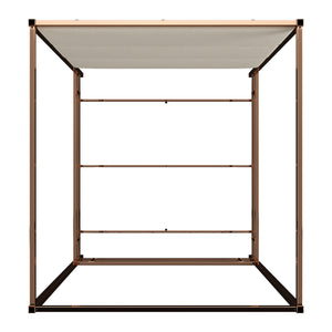 Homelegance By Top-Line Marcel Champagne Gold Canopy Bed with Linen Panel Headboard Champage Gold Metal