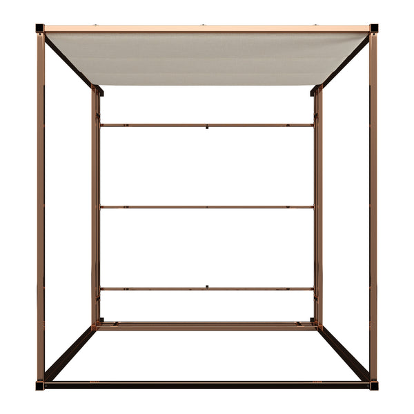 Homelegance By Top-Line Marcel Champagne Gold Canopy Bed with Linen Panel Headboard Champage Gold Metal