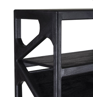 Porter Designs Porter Canberra Solid Mango Wood Bookcase - Black Sandblasted Design For Contemporary Elegance Black Wood 10-108-01-9487s