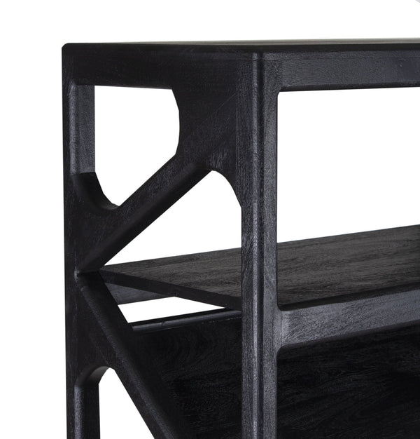 Porter Designs Porter Canberra Solid Mango Wood Bookcase - Black Sandblasted Design For Contemporary Elegance Black Wood 10-108-01-9487s
