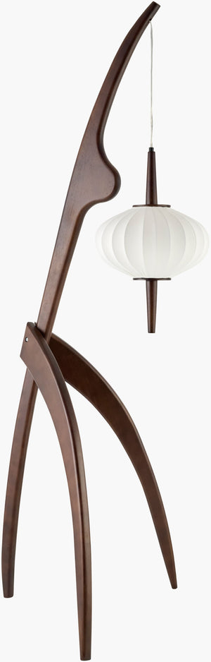 Surya Niamey 65" Classic Accent Floor Lamp With Dual-layered Linen Shade For Warm, Inviting Ambiance Body, Brown,Shade, White,Cord, Translucent Rubber Wood,Linen,Linen,Linen,Plastic Nmy-002
