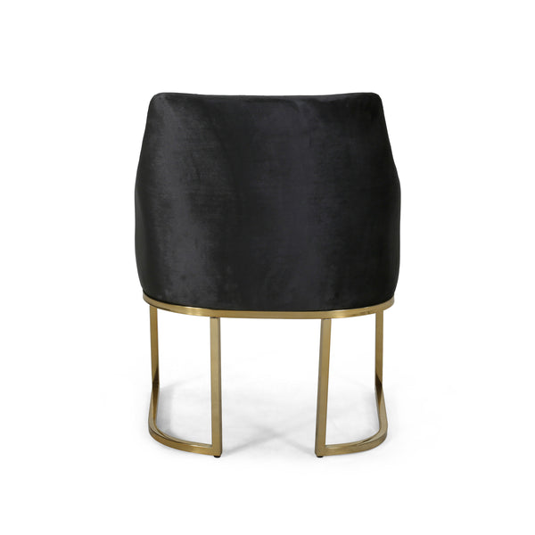English Elm Christopher Knight Home® - CLUB Plush Altay Velvet Armchair with Gold Accents and Curved Modern Glam Design, Luxe Accent Seat Black 65362.00