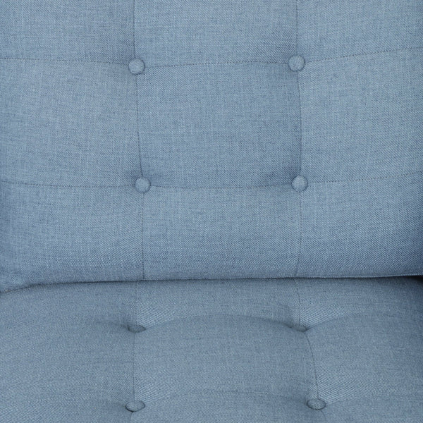 English Elm Jenny Button Tufted Waffle Stitch Fabric Sofa with Tapered Rubberwood Legs for Living Rooms 66890.00ABLU_66890.00BBLU