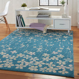 Nourison Tranquil TRA04 Machine Made Power-loomed No Border Indoor Only Contemporary  Rug Turquoise, Turquoise Blue 100% Polypropylene 99446484925