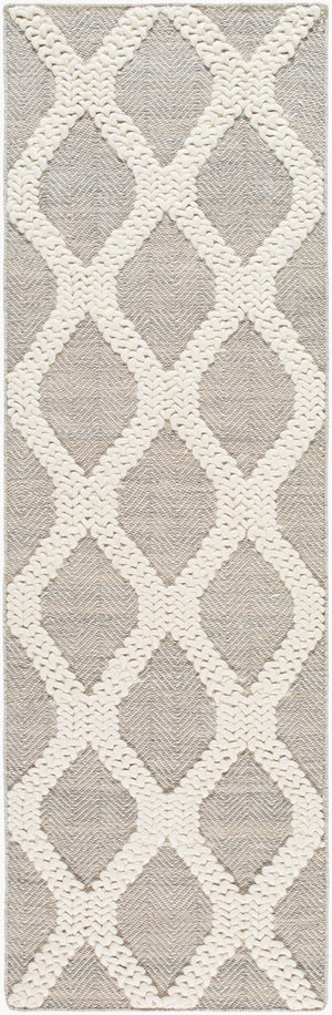 Livabliss Nina Handwoven Wool Blend Runner Rug Scandinavian Modern Style for Hallway or Bedroom Ivory, Taupe 2'6" x 8' NNA2300-268