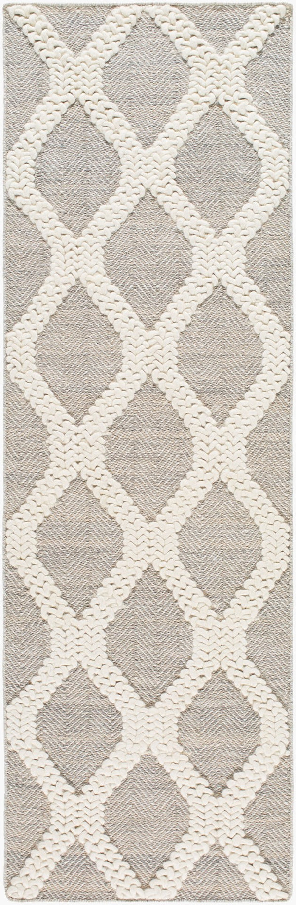 Livabliss Nina Handwoven Wool Blend Runner Rug Scandinavian Modern Style for Hallway or Bedroom Ivory, Taupe 2'6" x 8' NNA2300-268