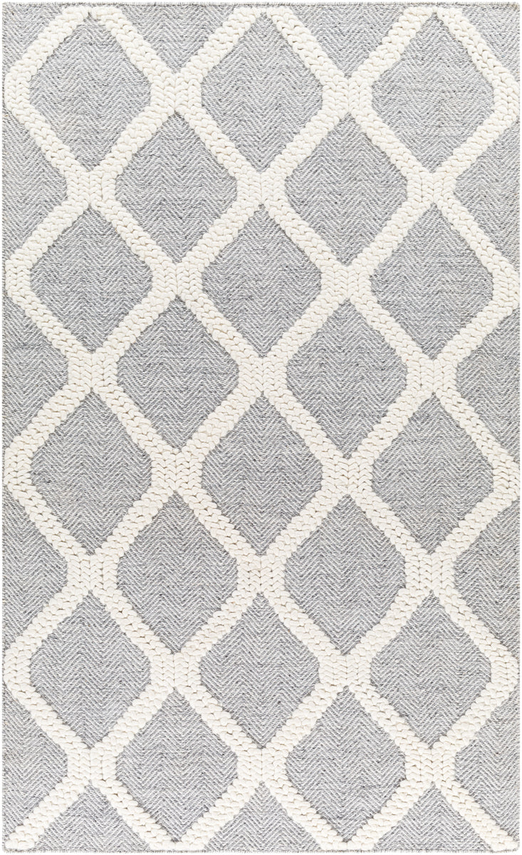 Nina NNA-2301 9' x 12' Handmade Rug NNA2301-912  Ivory, Medium Gray, Black Surya